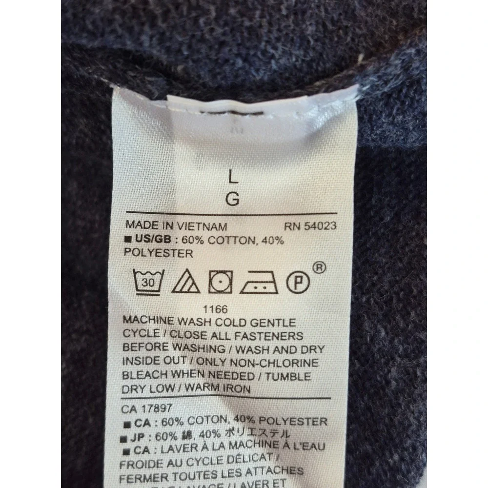 NEW Banana Republic Mens Navy Blue Marl 1/4 Zip Cotton Blend Sweater Large